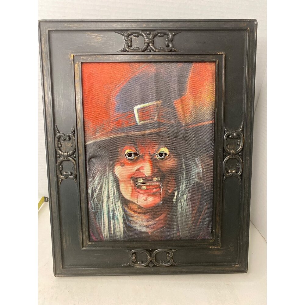 Vintage Gemmy Animated Talking Witch‎ Wall Frame Motion Tongue Halloween Party